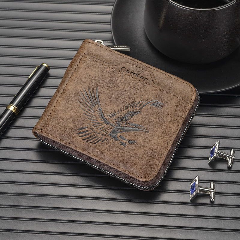 Short Retro Embossed New Horizontal Men's Wallet
