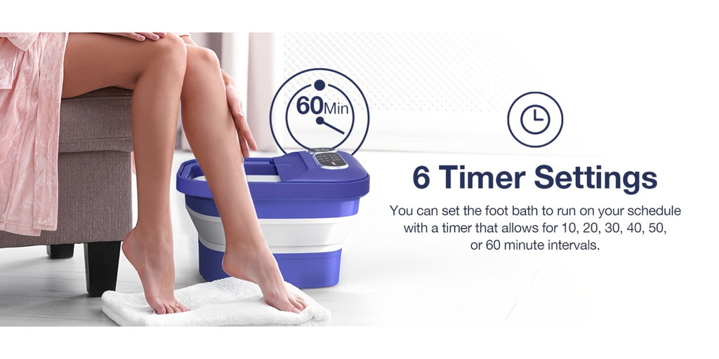 Foot Spa Massager Collapsible with Heater & Temperature Control – Foot Bath with Bubbles, 6 Massage Rollers, Vibration — imag