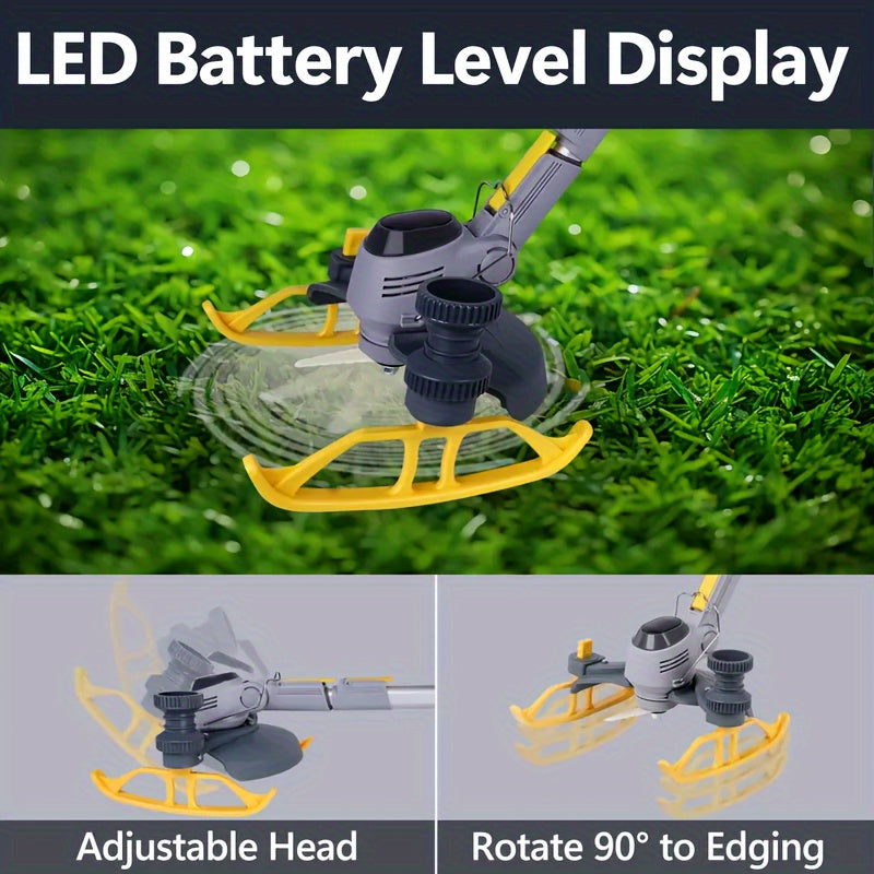 Electric Lawn Mower Cordless 110-240V Lithium-Ion Battery 4A Power with LCD Display Adjustable Cutting for Garden, Patio and 
