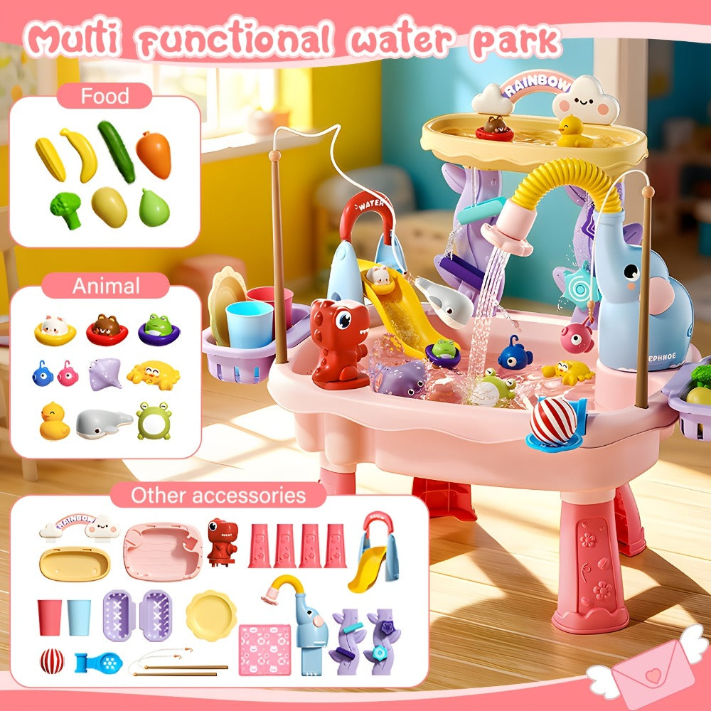 Kids Water Table Toy with Electric Pump & Faucet for Toddlers - Play Sink with Food Accessories & Fishing Toy — image 3