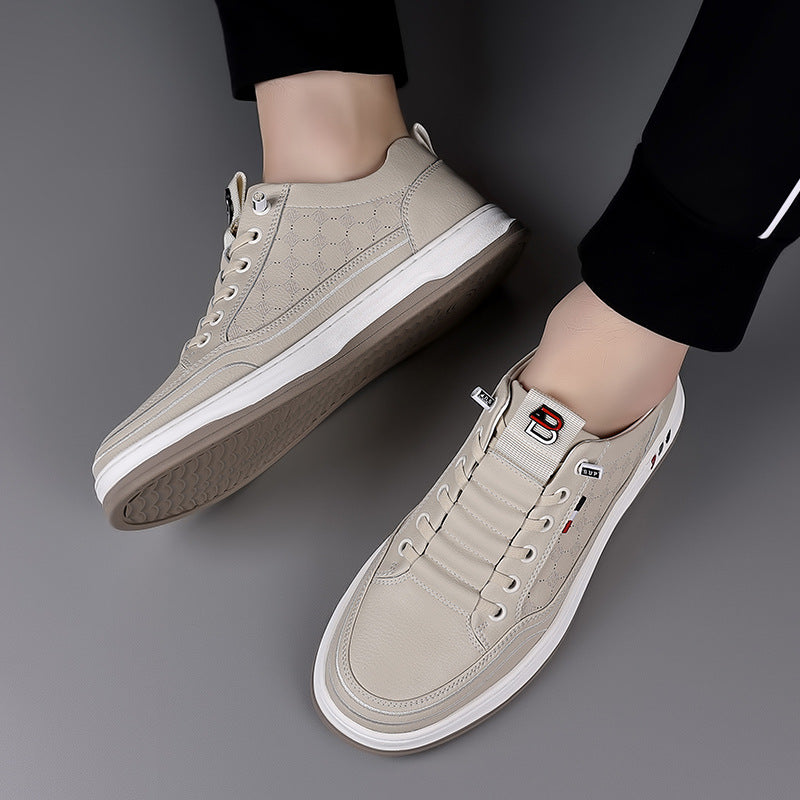 Men's Waterproof Leather Casual Shoes - Lightweight All-Weather Trainers