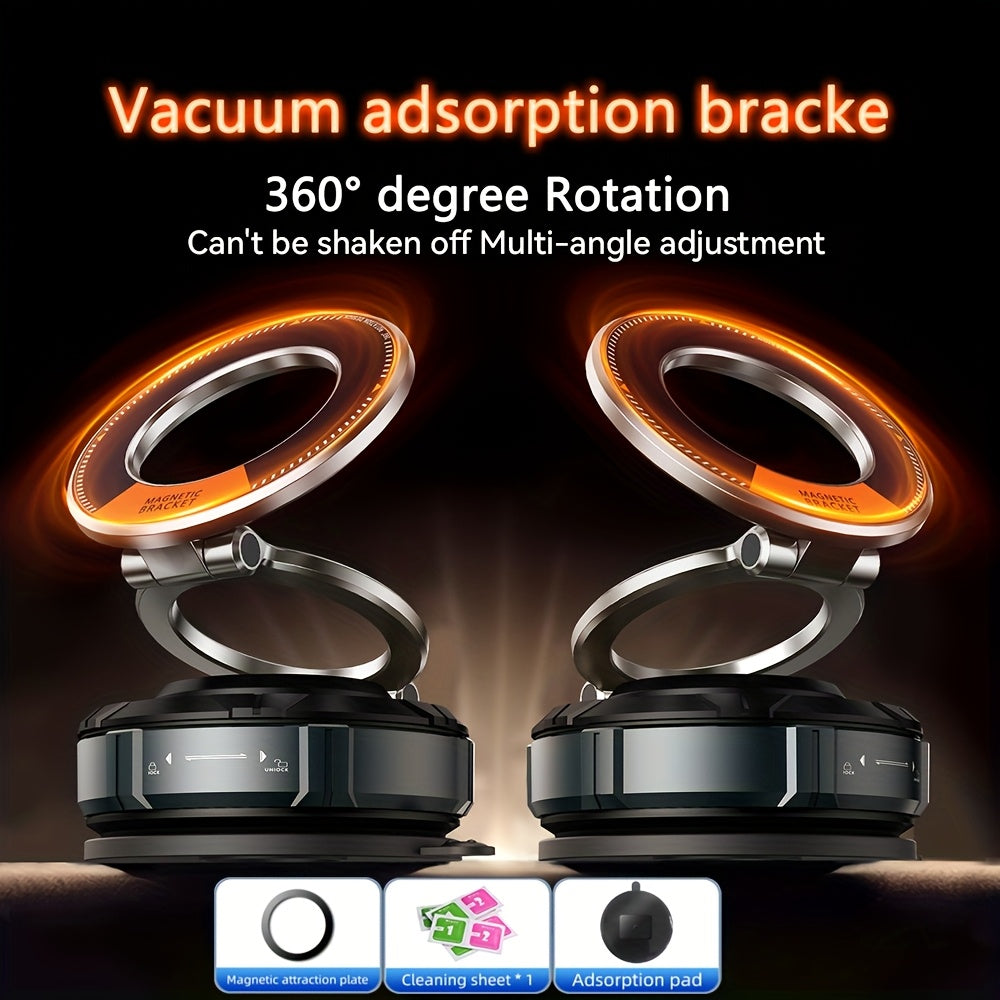 Magnetic Car Phone Mount with Vacuum-Style Dashboard Base and Swivel Joint and 360-Degree Bracket — image 3