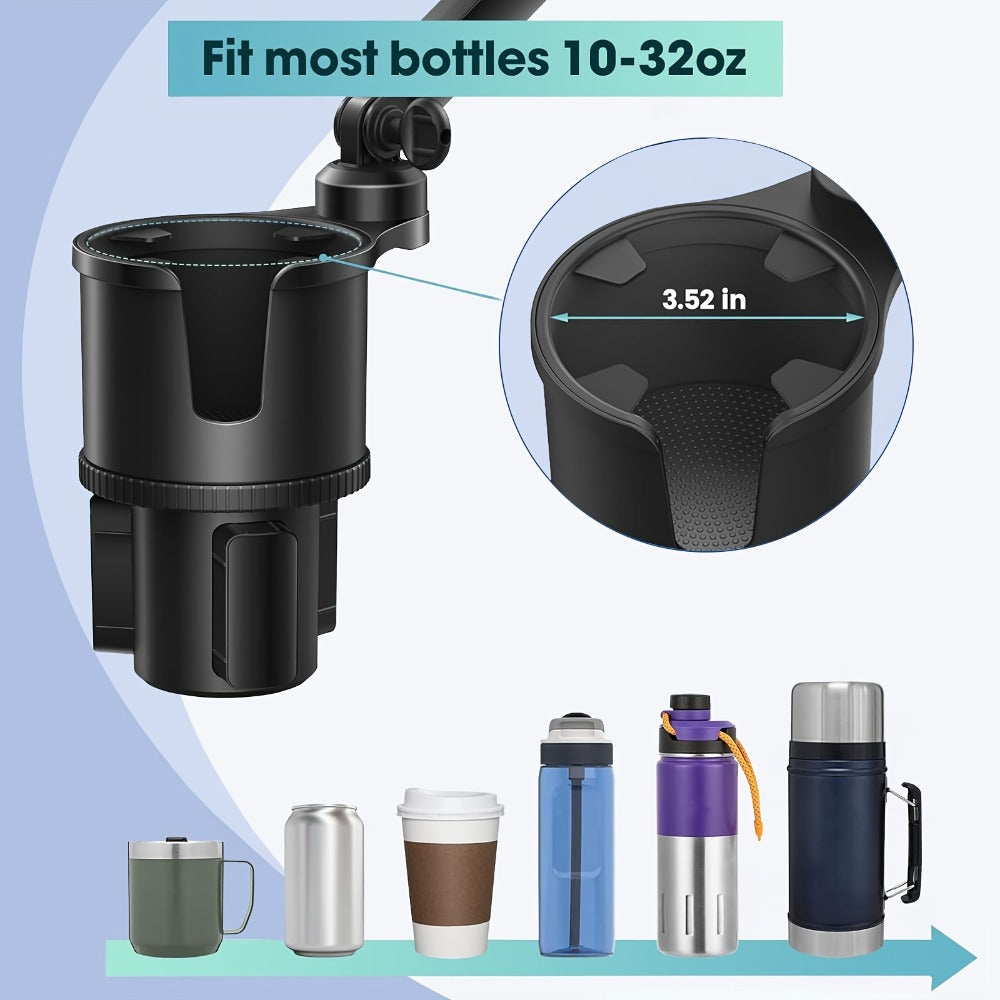 Cup-Holder Car Phone Mount with Bottle Recess, Double-Jointed Long Arm and Rotating Clamp Pictured — image 10