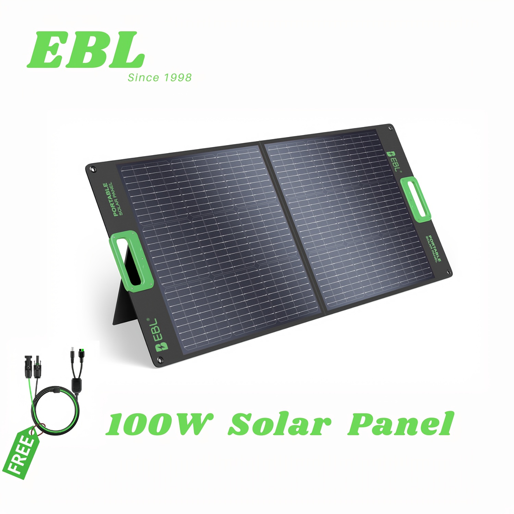[Portable Solar Panel] 100W Solar Panel for Power Station, Portable Solar Panel with 100W, Foldable Design for Backup Power —