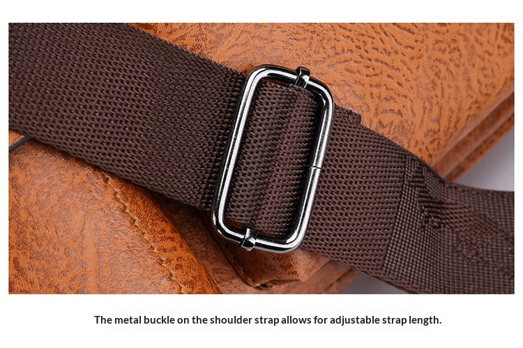 Men's Large Capacity PU Shoulder Bag Retro Business Style