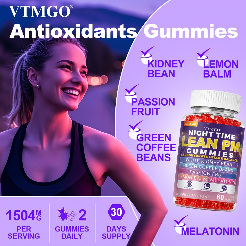 Sleep Gummies with Melatonin, Lemon Balm & Passionflower, Night Time Lean PM Formula, White Kidney Bean — image 11