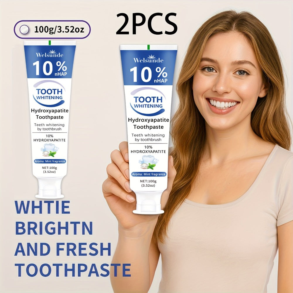 Two-Pack 100g Mint Toothpaste Tubes with 10% Hydroxyapatite Highlighted on the Package Labels — image 2