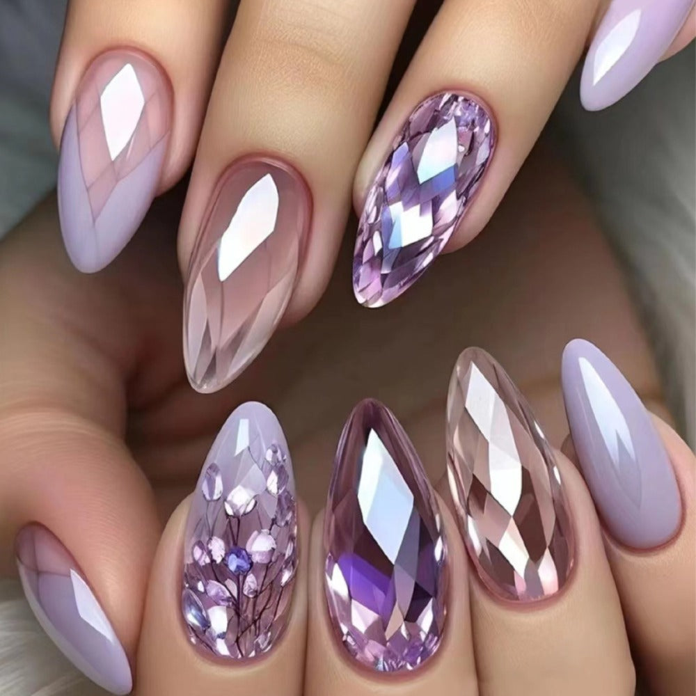 Glue On Nails, 120-Piece Medium Almond Set with Gradient Holographic Finish, Jelly Glue and Nail File — image 8