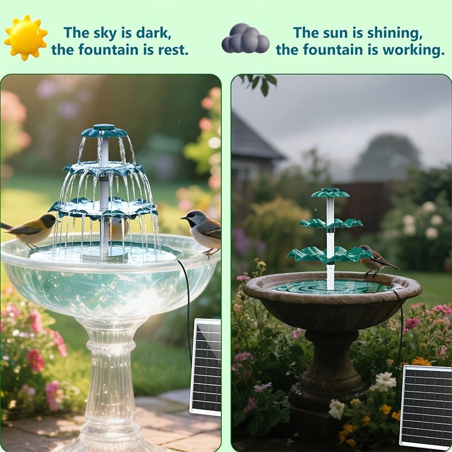 Solar Garden Fountain 3-Layer Wave 6.5W IPX8 Dark Green DIY for Garden, Pathway and Patio Lighting — image 3