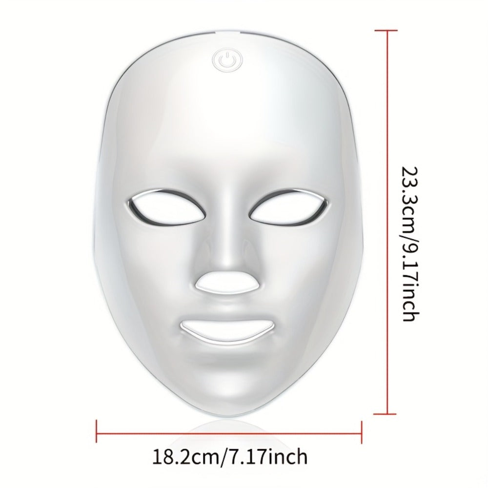 Portable LED Facial Mask 7-Color Light Therapy USB Rechargeable Plastic - Home Beauty Care for Bath Time, Home Spa and Person
