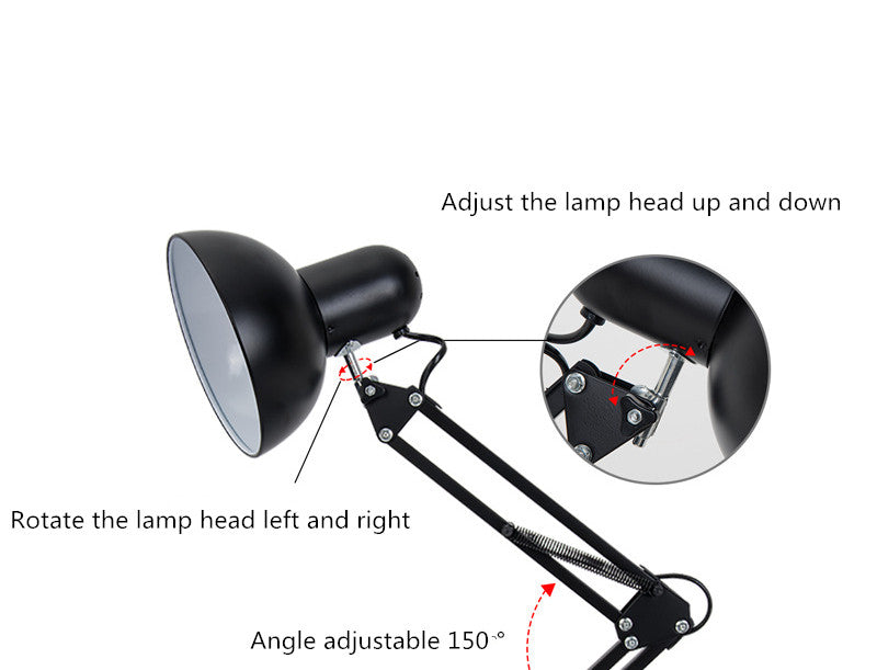 Modern LED Long Swing Arm adjustable classic desk Lamps E27 clip Table Lamp for