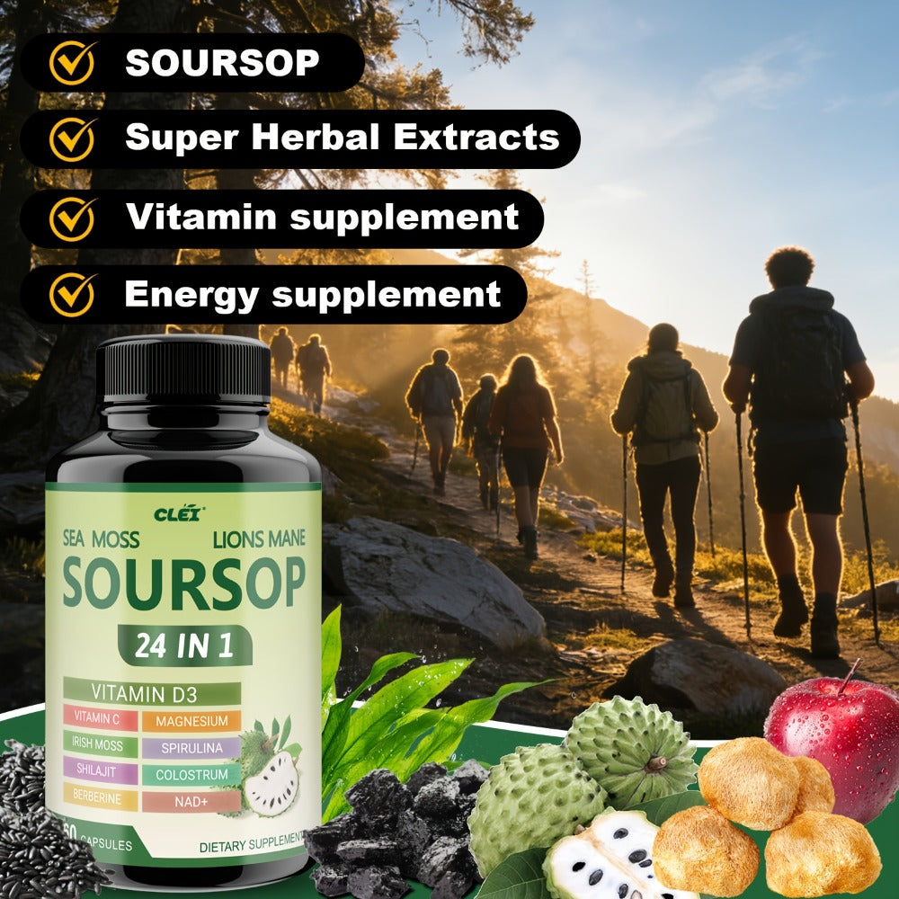 Herbal Supplement with CLEI Label, Soursop Graviola 24-in-1 Capsules, 60 Count, One or Two Bottles — image 7