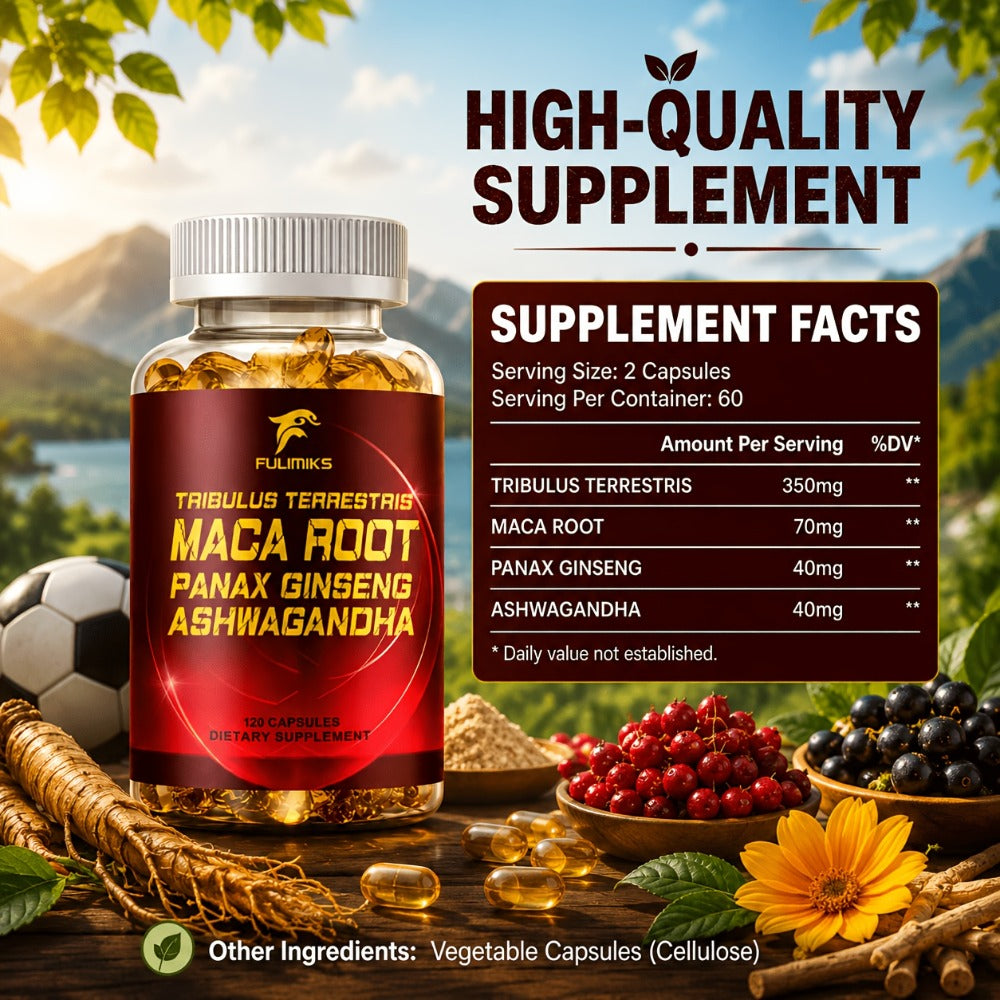 Tribulus and Maca Men's Health Supplement Vegetable Capsules, 120 Count in One Labeled Bottle — image 2