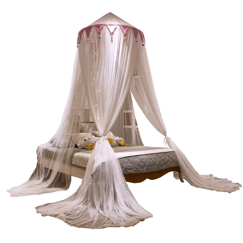 Triangular Ceiling Fur Ball Dome Ceiling Suction Top Mosquito Net Bed Curtain