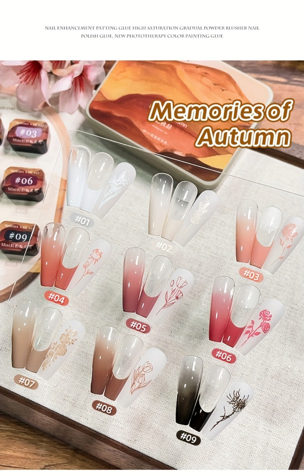 Gel Nail Polish Set with MORDDA Label, 9 Gradient Colors in the Yi Qiu Ci Nine-Grid Palette — image 14