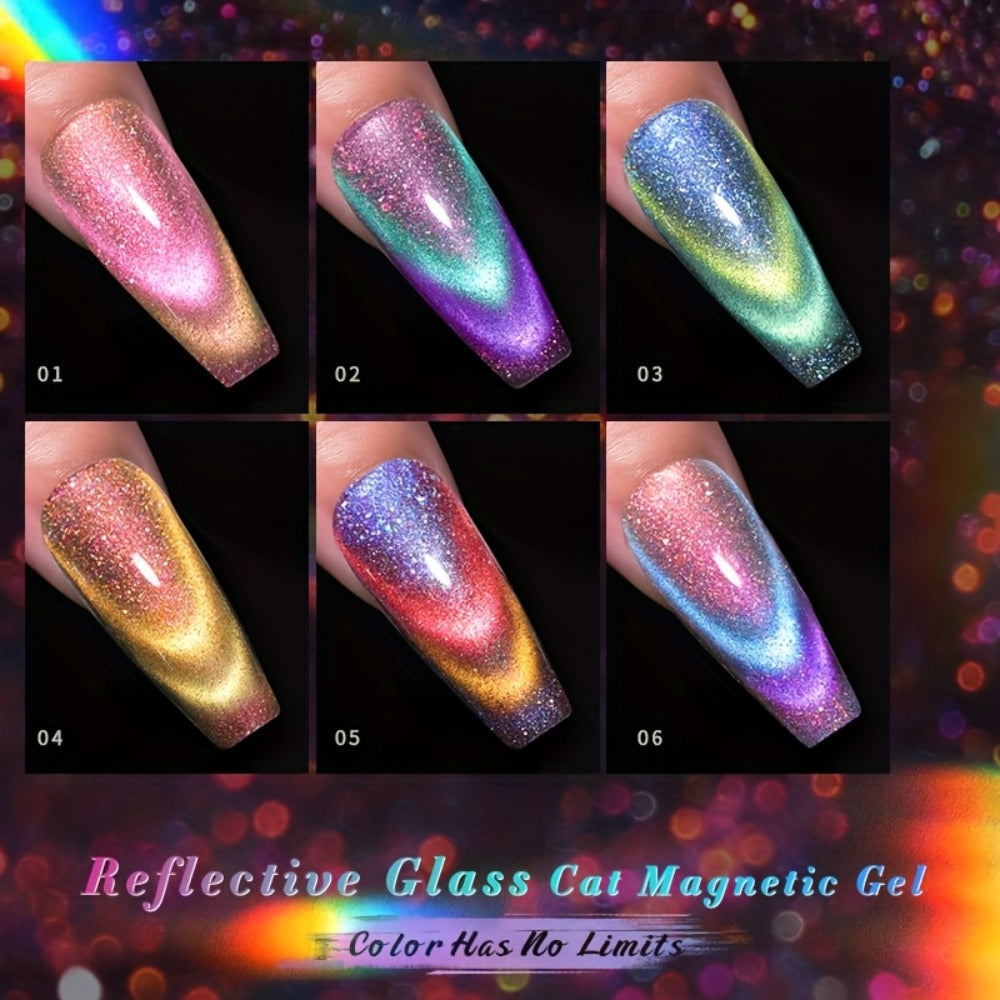 6-Piece Magnetic Cat-Eye Gel Nail Polish Set with Double-Light Reflection — image 7