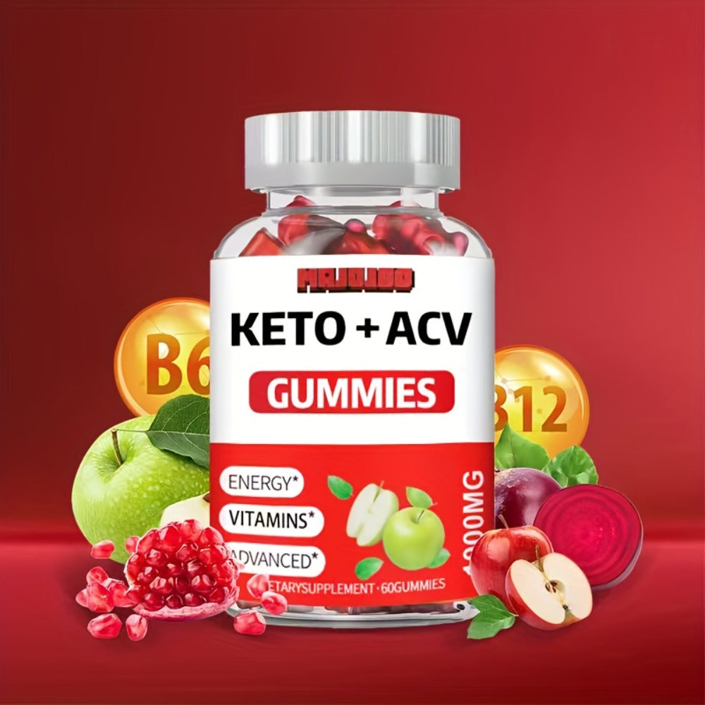 Apple Cider Vinegar Gummies with Pomegranate, Beet Juice & B12, Vegan Keto ACV Gummies for Weight Management — image 6