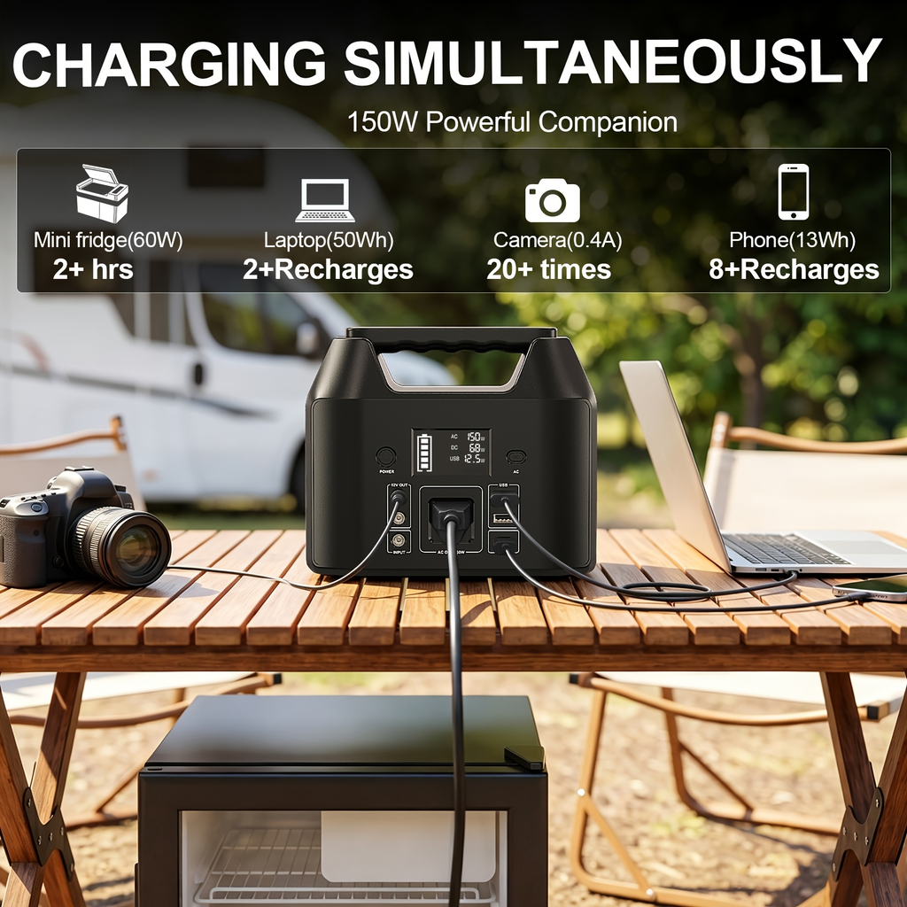 Portable Power Station 576Wh 650W or Compact 150W Configuration with Six Outputs and LED Light — image 5