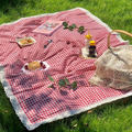 Tablecloth in Red Gingham Plaid with White Lace Edge for Picnic, Camping and Photo Backdrop Use — image 5