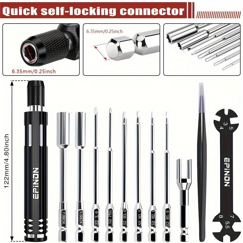 RC Car Maintenance Stand Tool Kit EPINON 360° Rotating Work Stand 520PCS Screw Set Aluminum Screwdriver Bits Compatible with 
