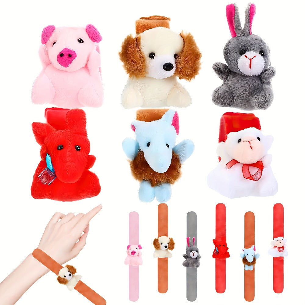 Plush Animal Slap Bracelet Assortments in 6-, 10-, 15- or 30-Piece Checkout Packs for Party Favors — image 1