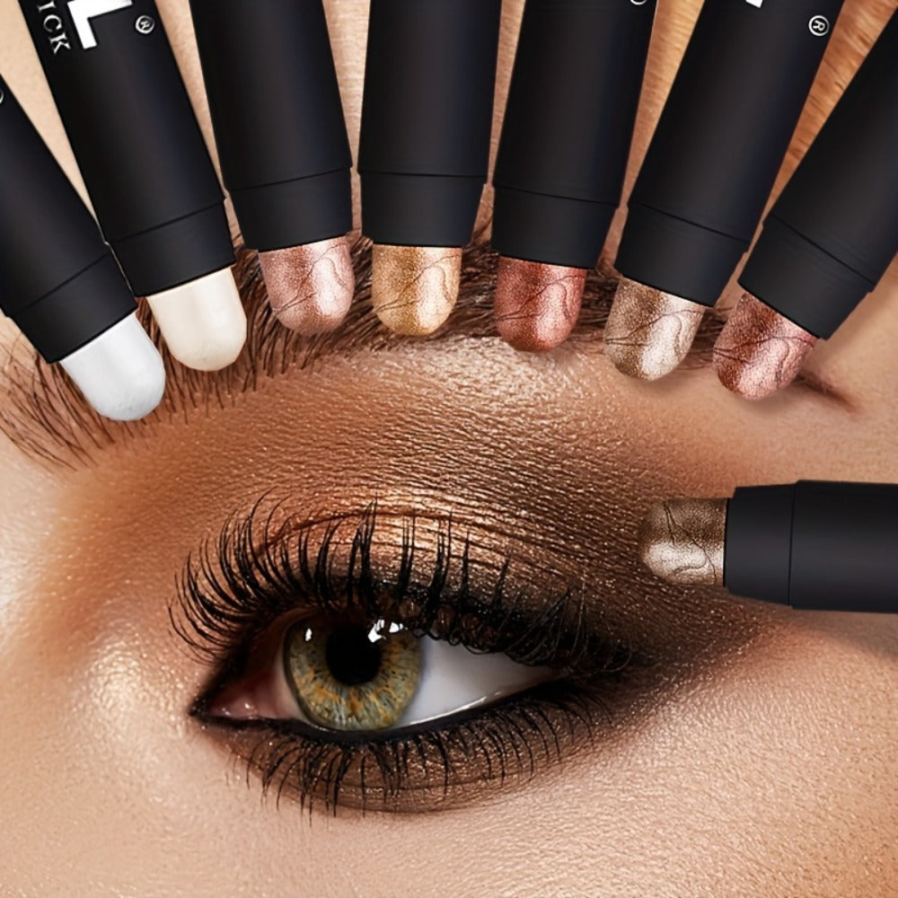 Waterproof Eyeshadow Stick Set 8 Piece, Shimmer, Pearlescent & Matte Eye Shadow Pencils, Creamy Blendable Formula — image 9
