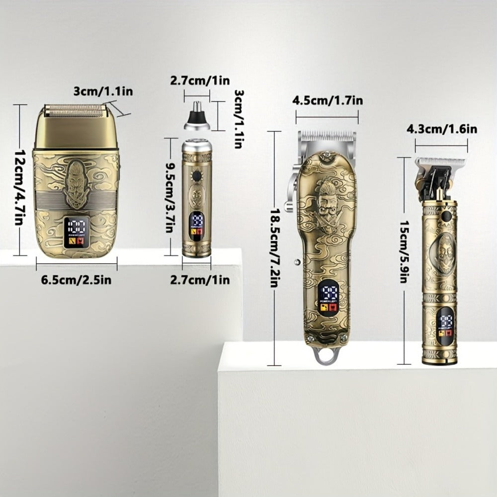 Hair Clippers & Trimmers GSRY Bronze Four-Tool Grooming Set with LCD Displays, USB Charging and Guide Combs — image 2