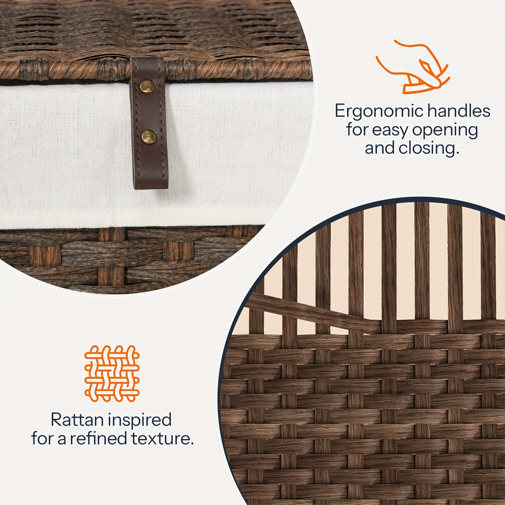 Large Wicker Storage Basket with Lid, Handles, Soft Lining, Metal Frame in a 220L Lidded Format — image 8