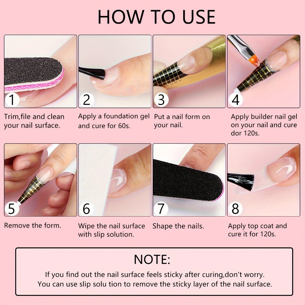 Six-Color Builder Gel Set, 15ml Each in Clear, White, Milky Jelly, Light Pink, Pink and Nude for Nail Extensions — image 10