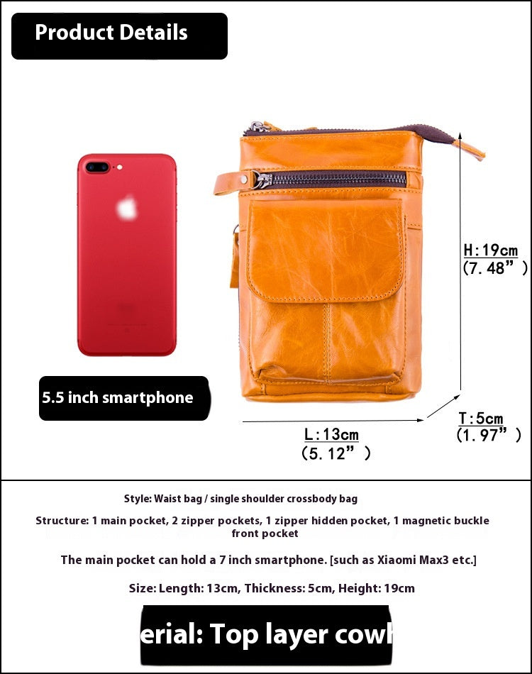 Men's Leather Pocket Multifunctional Small Bag Outdoor Sports One-shoulder