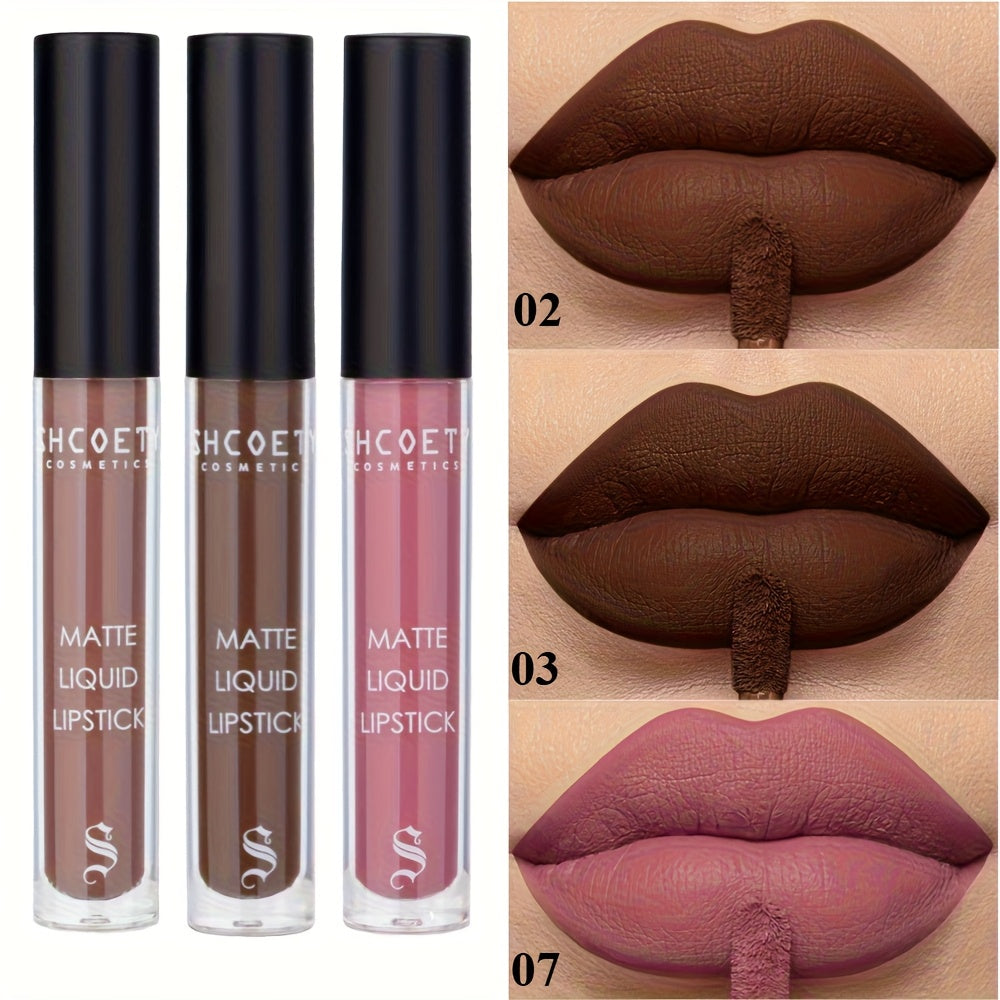 Bear Lip Glaze Set 3 Colors, Cute Bear Packaging Velvet Matte Waterproof Liquid Lipstick in Brown Pink & Red — image 26