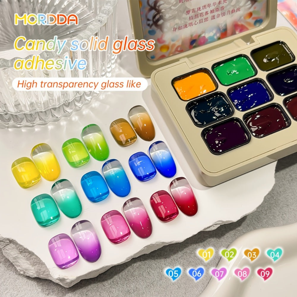 Gel Nail Polish 9-Color Candy-Glass Set with Translucent Gradient Finish and Fall-Winter Shade Palette for Nail Art — image 7