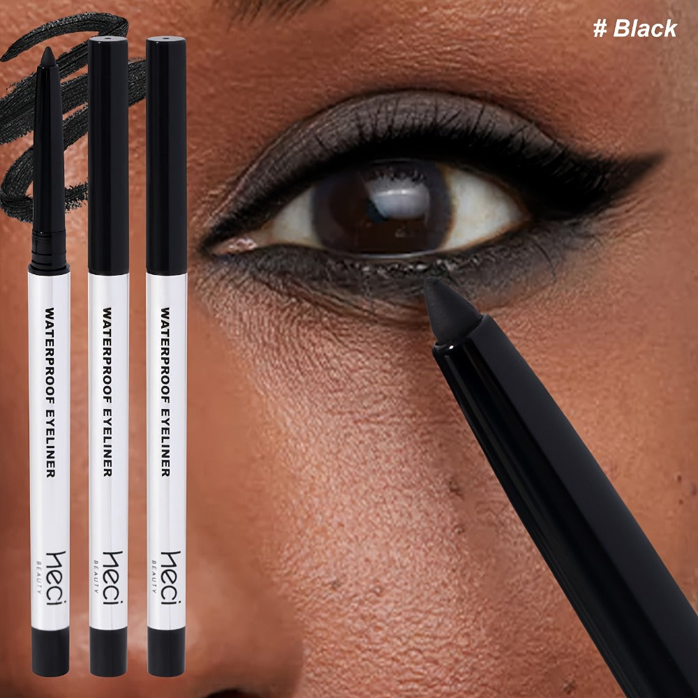 Quick-Dry Brown & Black Gel Eyeliner Pencil 3 Pack Waterproof Smudge-Proof, for Makeup, Travel and Everyday Vanity Use — imag