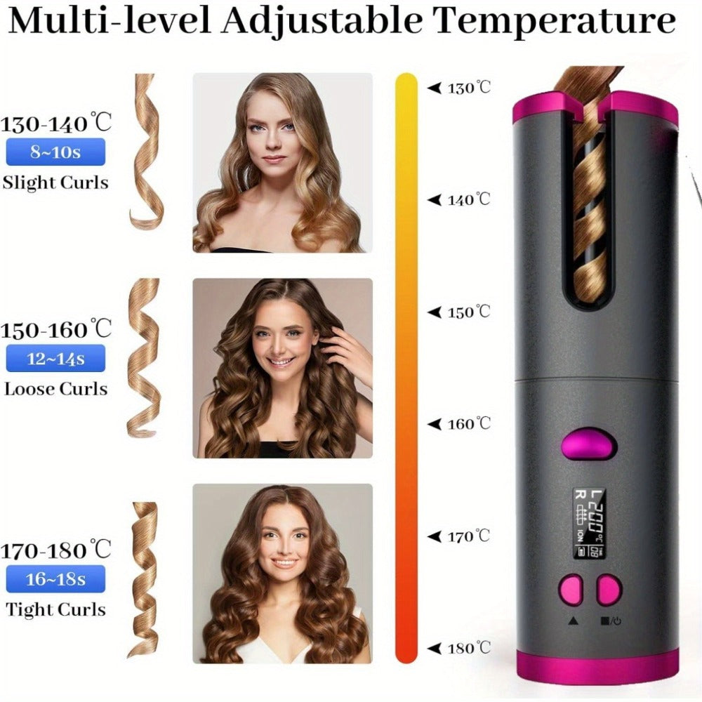 USB-Rechargeable Automatic Curling Chamber with Six Heat Settings, LCD Timer and Four Color Options — image 9