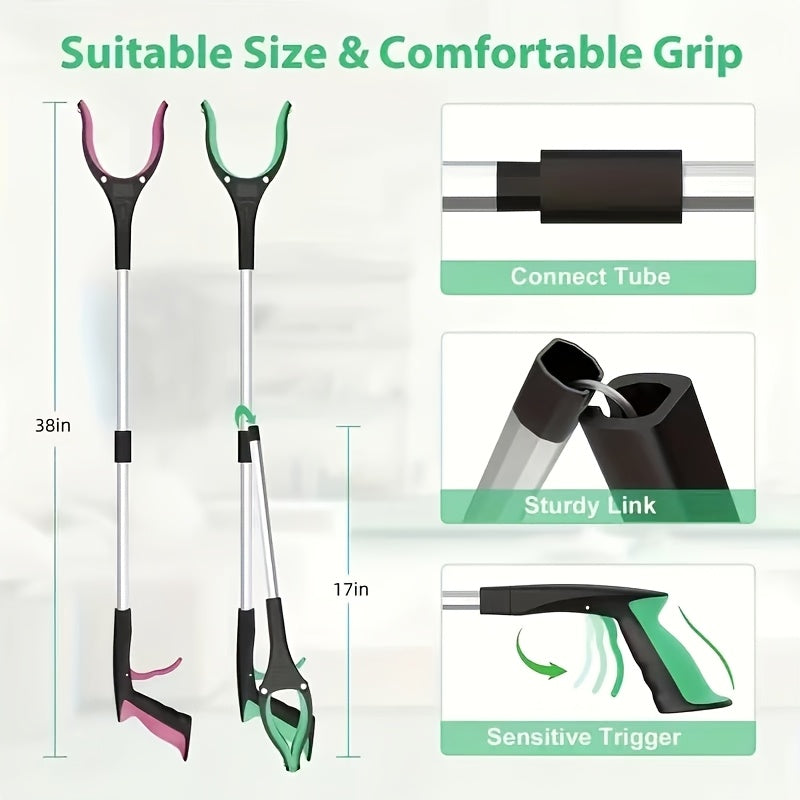 Grabber Tool Reacher 32-Inch Foldable Telescopic – 360° Rotating Jaws & Magnetic Tip Litter Picker, Lightweight Easy-Grip Rea