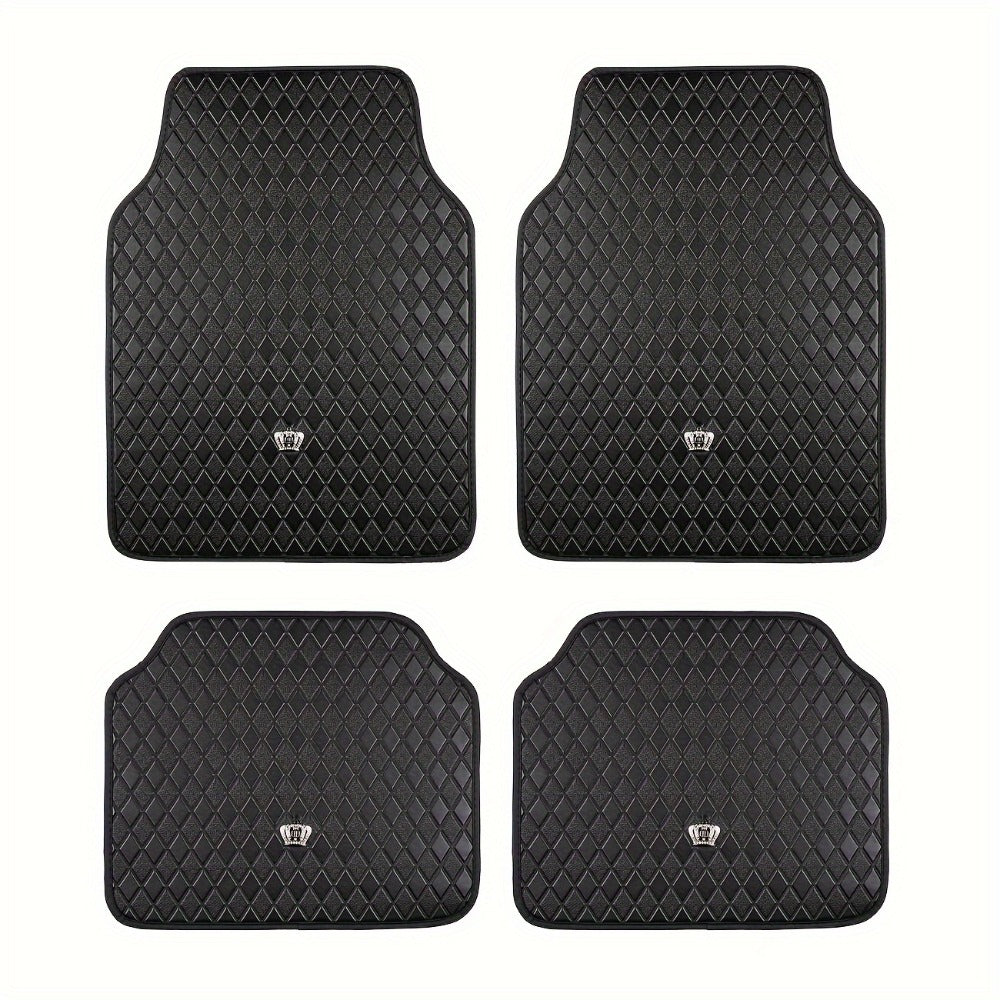 Quilted Crown Car Floor Mats, Four-Piece Set in Red, Black or Prismatic Embossed Style Options — image 6