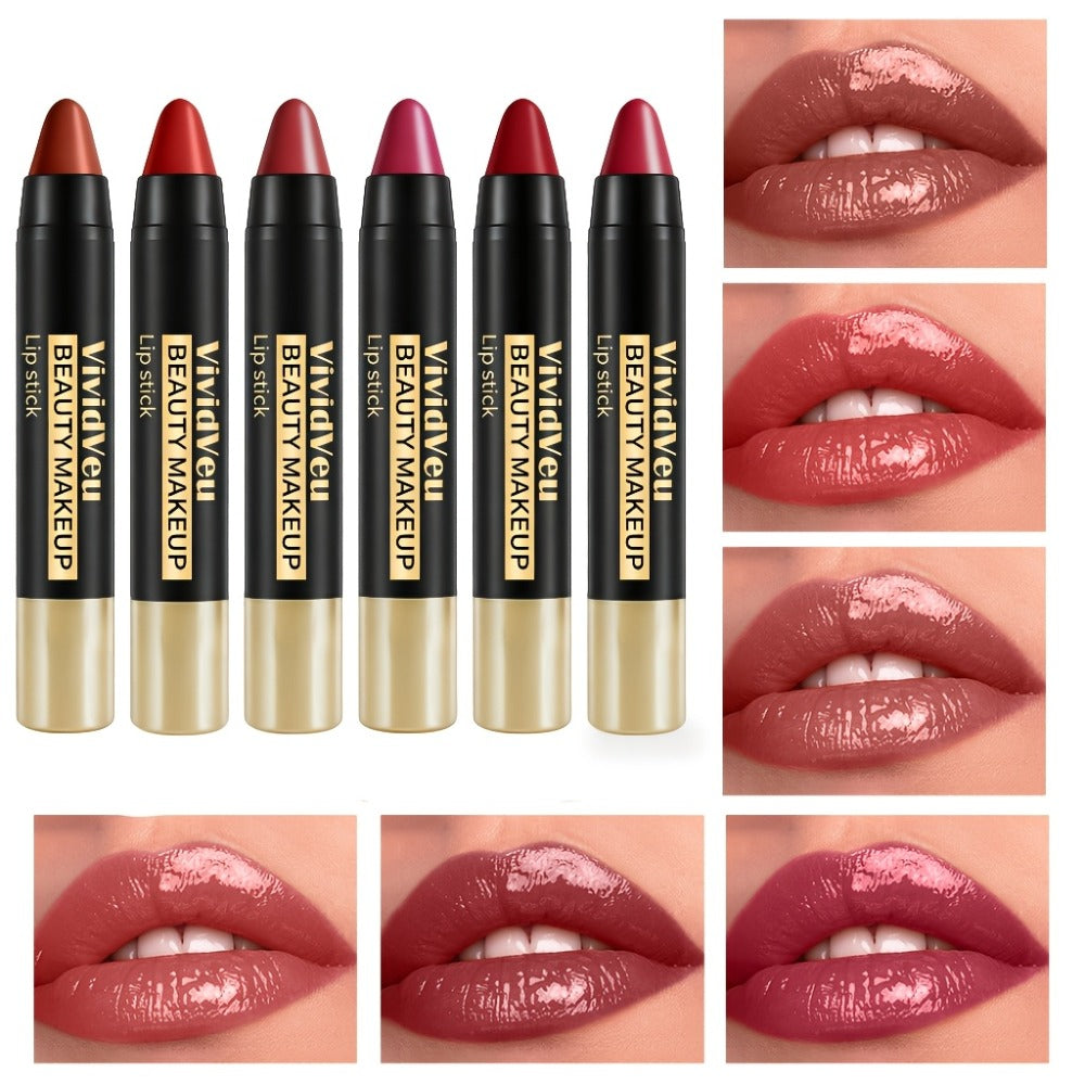 Six-Piece Lipstick Pen Set with Black-and-Gold Cases, Six Pictured Shades and 10.8 cm Stick Length — image 4