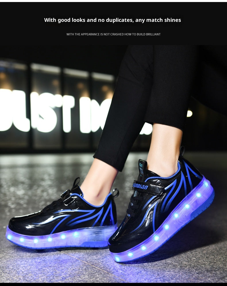 Children's Rechargeable Two-wheel LED Light-up Shoes