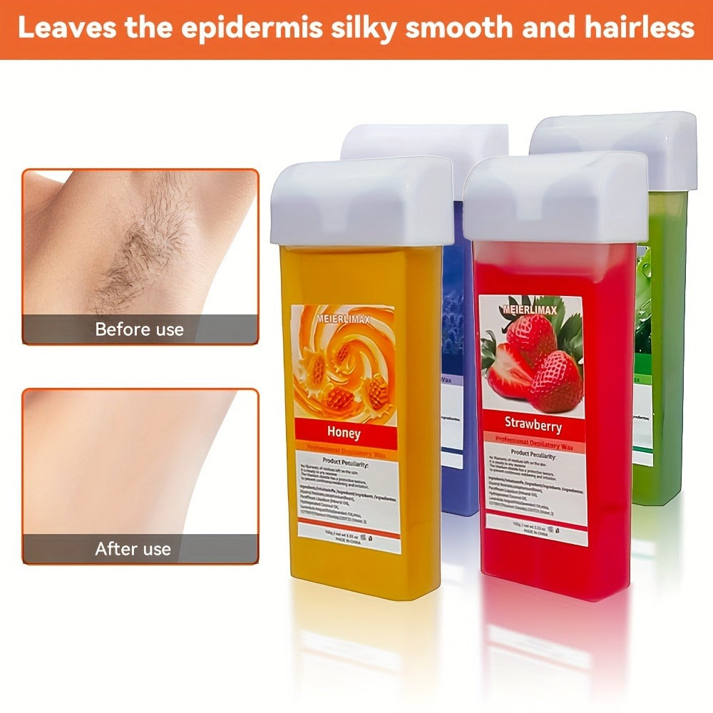 Hair Removal Roller Wax Strips 100g Handheld Depilatory Wax Kit, Smooth Skin for Legs Arms Underarms Bikini Line — image 13