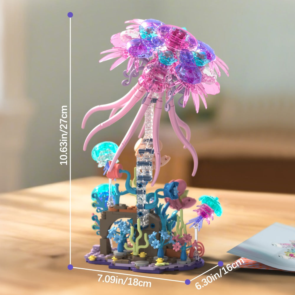 526-Piece Jellyfish Building Block Model with Ocean Scene Base and Pictured 27 cm Display Height — image 5