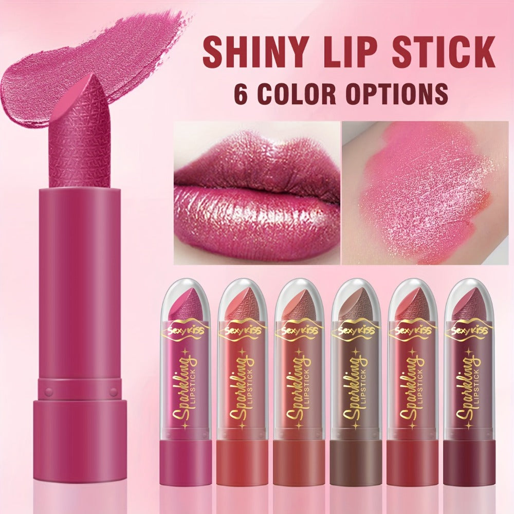 Lipstick Set, Sexy Kiss 6-Piece Sparkling Shimmer Bullet Collection in a Pink Presentation Box — image 6