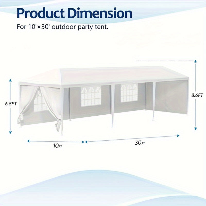 10x30ft Party Tent with Eight Removable Window Sidewalls in Pink, Black or White Color Options — image 6