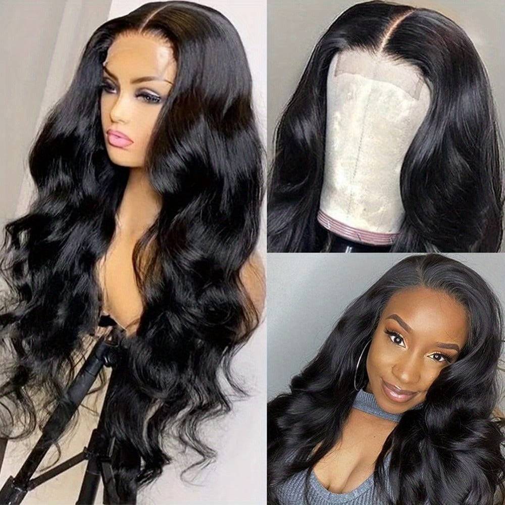 Lace Front Wig Body-Wave Human Hair, 14-24 Inch Natural Black with Glueless 4x4x1 Closure and Baby Hair — image 2