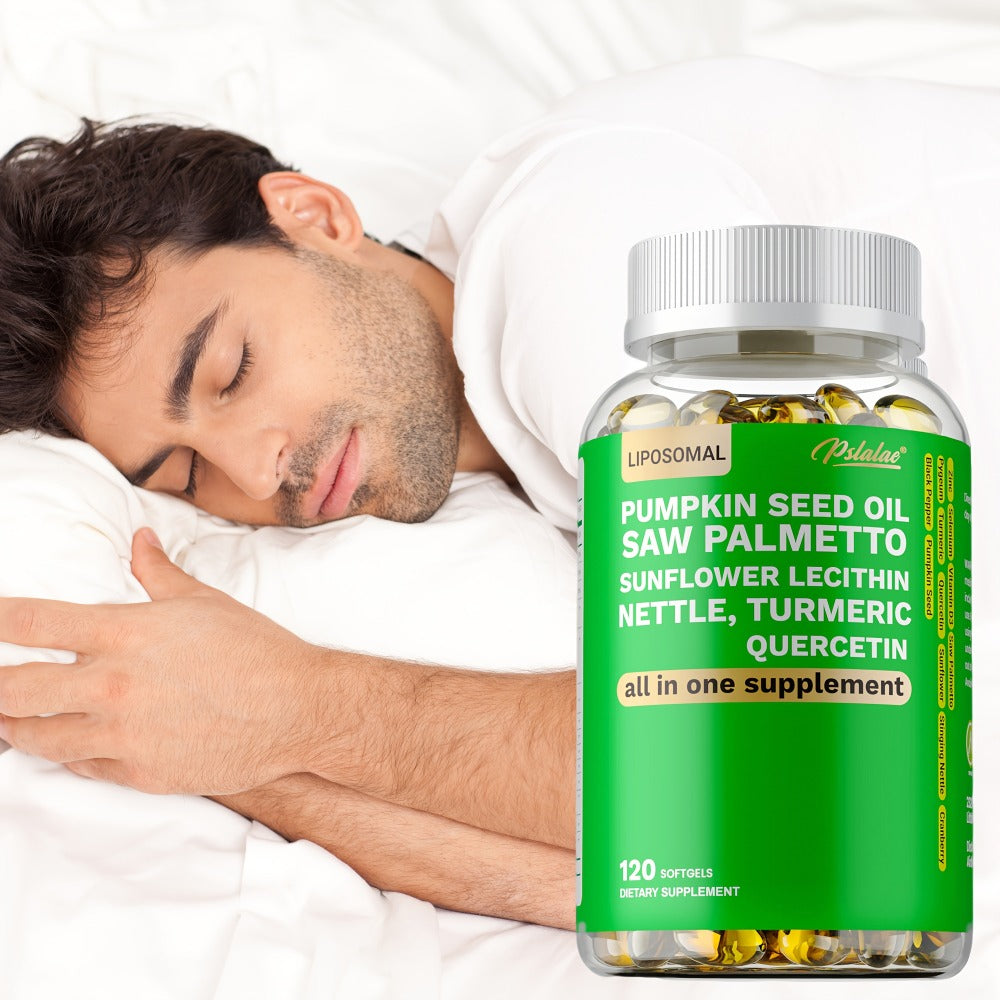 Saw Palmetto Capsules with Pumpkin Seed Oil, Pygeum & Quercetin, Urinary, Bladder, Hair & Heart Health Support for Women & Me