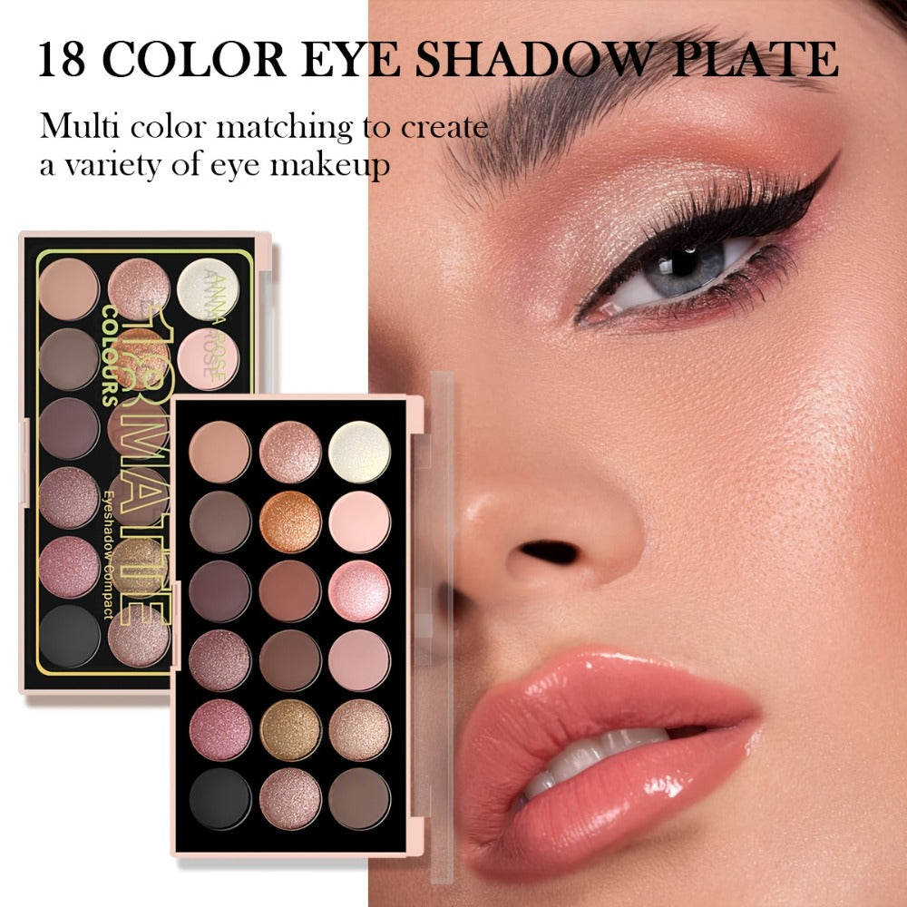Eyeshadow Palette ANNA ROSE 18-Shade Compact with Pink-Brown Color Themes and Matte-Shimmer Finish Mix — image 2