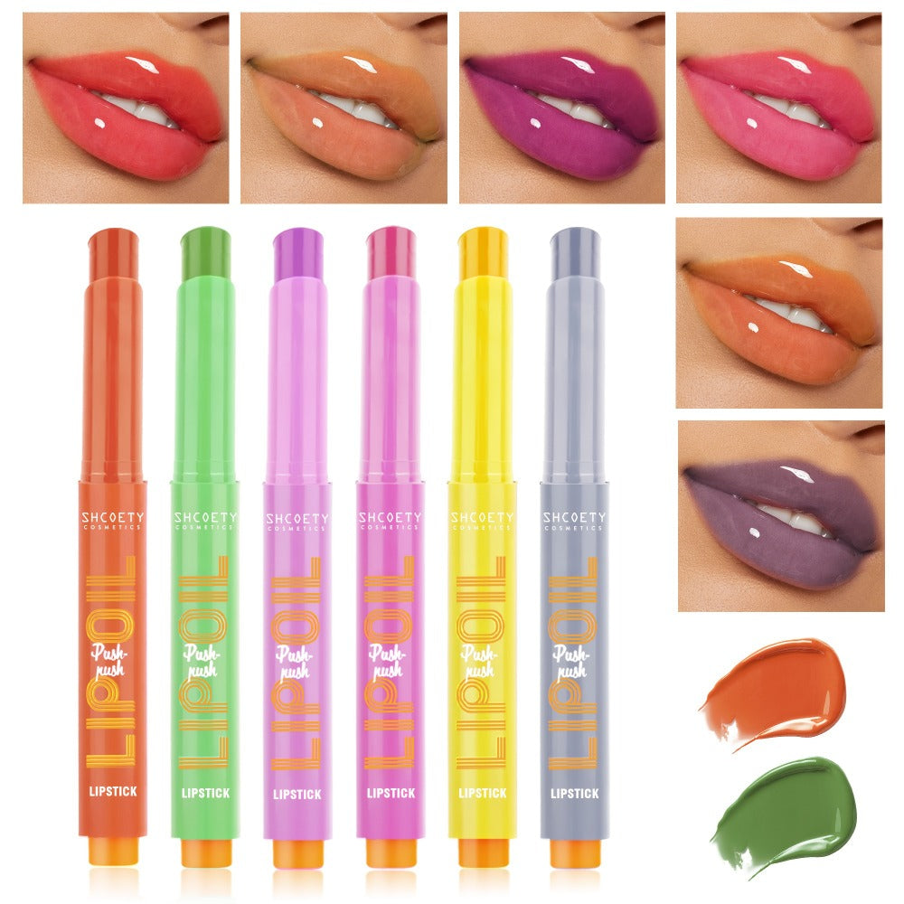 6-Piece Neon Press-On Lip Gloss Set High-Gloss Bold Lip Makeup, for Makeup, Travel and Everyday Vanity Use — image 2