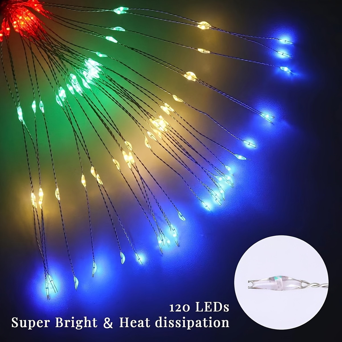 Solar Garden Lights 4-Pack Firework Stakes with 8 Modes in Warm White or Multicolor and Hanging Option — image 11