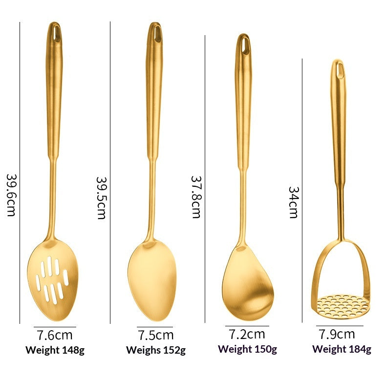 304 Gold-Plated Spatula And Strainer Set, 12-Piece Set