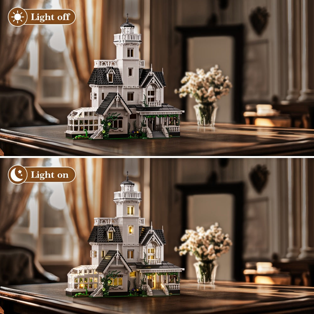 Building Block Set Owen's House with 1877 Pieces, Three-Level Tower, Porch, Conservatory and Lighting — image 5
