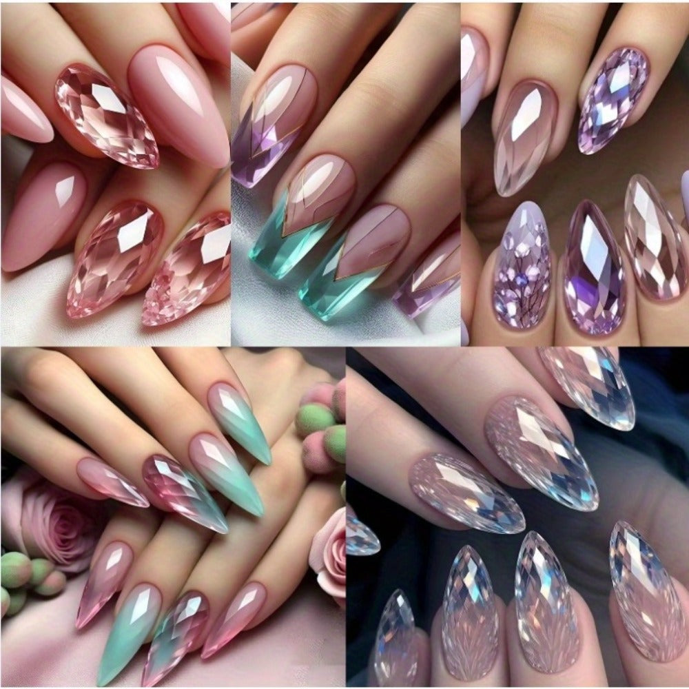 Glue On Nails, 120-Piece Medium Almond Set with Gradient Holographic Finish, Jelly Glue and Nail File — image 5